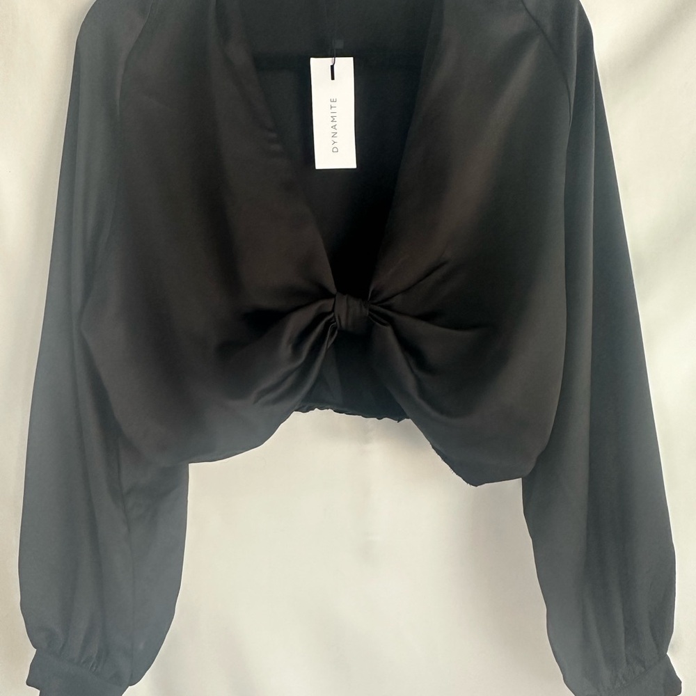 Dynamite Black Satin Women's Crop Top